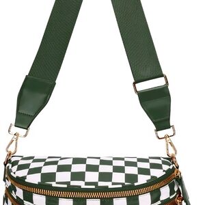 Green and White Checkered Women's Bag